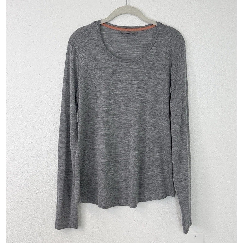 Icebreaker Women's XL Cool-Lite Long Sleeve Shirt Gray Wool Blend Lightweight